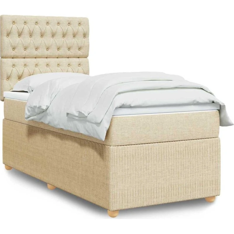 vidaXL Kontinentalseng 90x200 cm Creme med Pocketfjedermadras