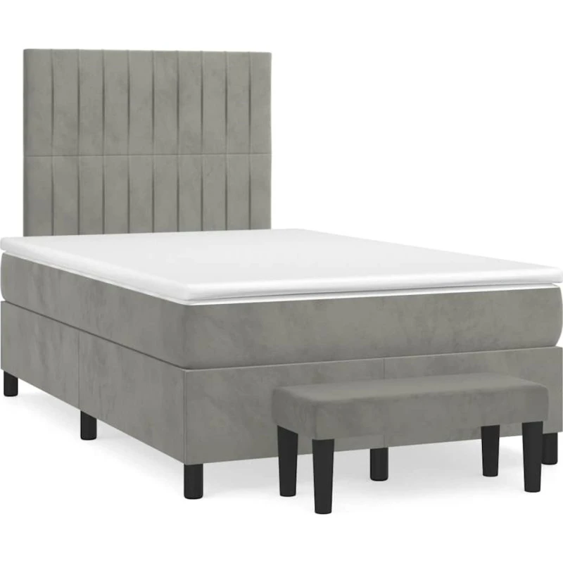 vidaXL Kontinentalseng 120x190 cm med Madras i Lysegrå Velour
