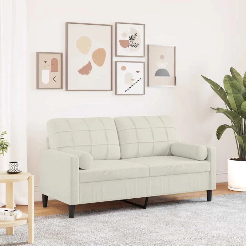 vidaXL 2-personers sofa velour cremefarvet 140 cm