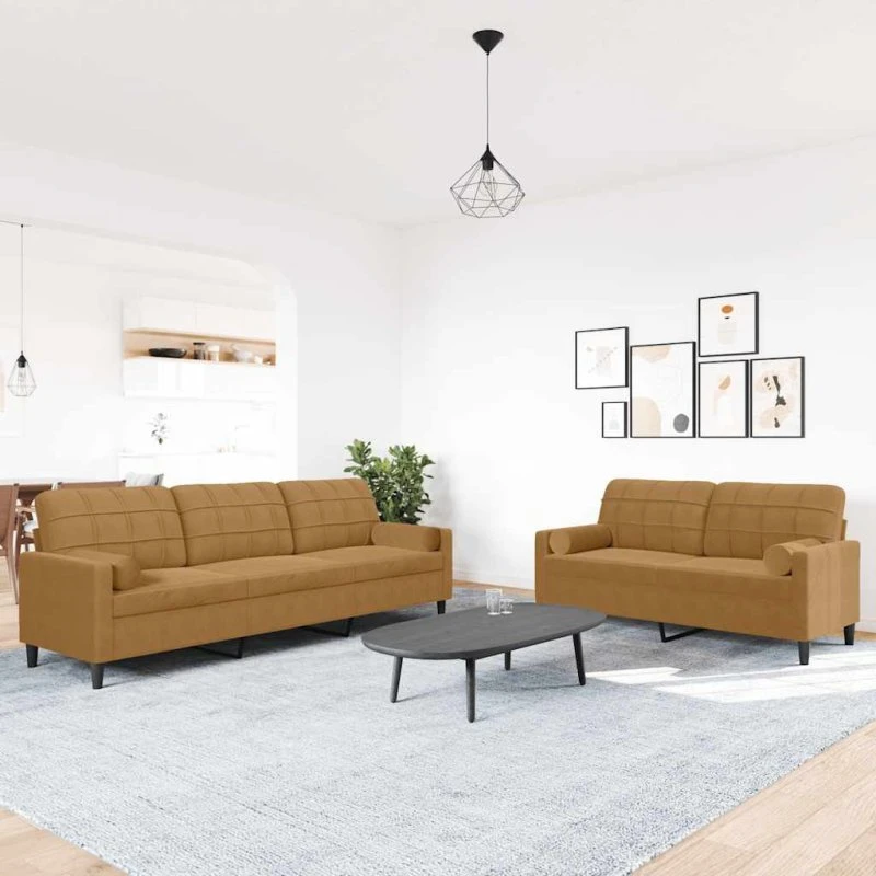 vidaXL sofasæt 2 dele med hynder og puder, brun