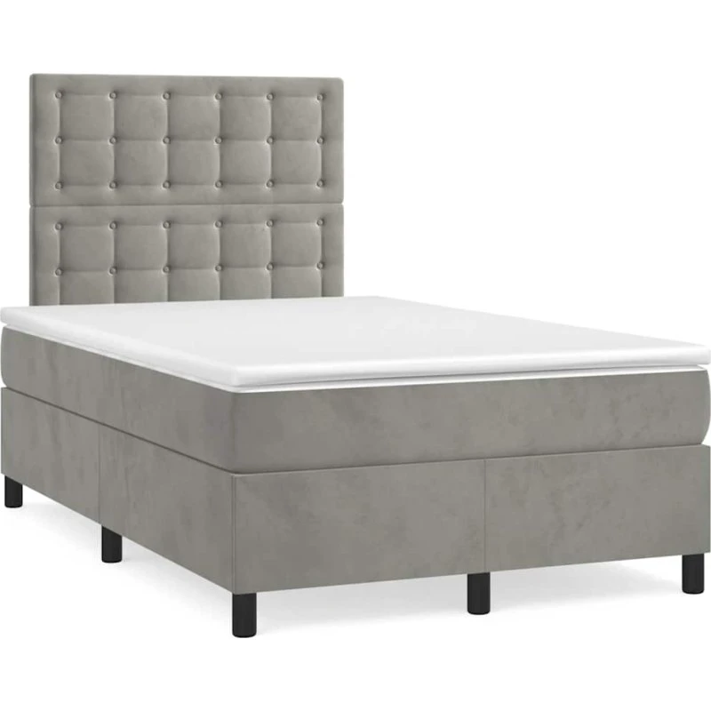 vidaXL Kontinentalseng 120x190 cm med Madras i Lysegrå Velour