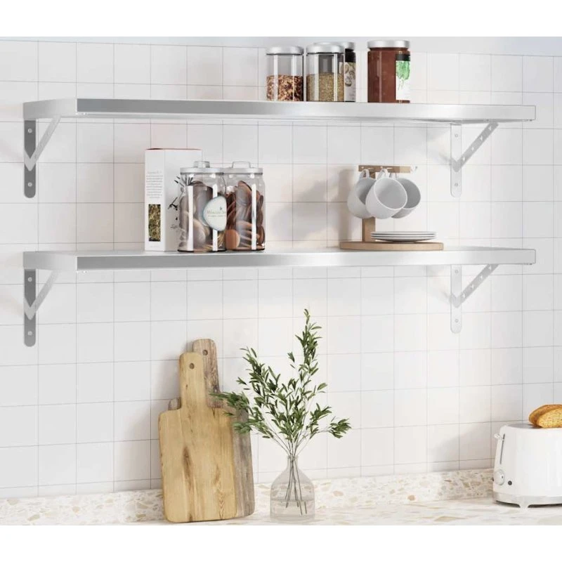 vidaXL Væghylder 2 stk. 100x30 cm rustfrit stål sølvfarvet