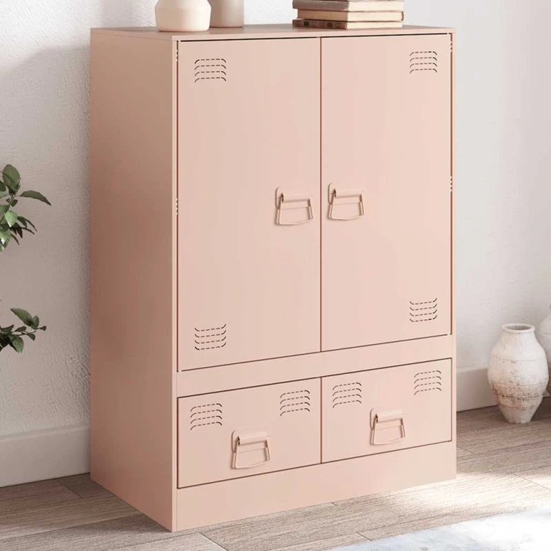 vidaXL Skab 67x39x95 cm Stål Lyserød