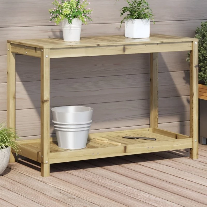 Douglasgran Plantebord med Hylde, 82.5 x 50 x 75 cm, Naturlig, Imprægneret Fyrretræ