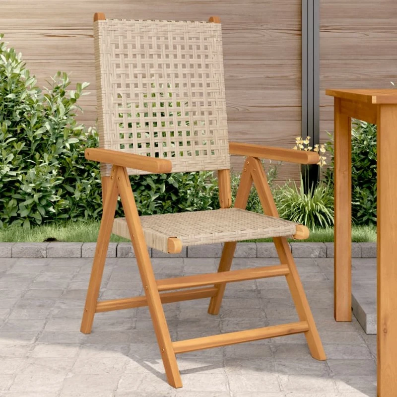vidaXL Havestole 2 stk. Akacietræ & Polyrattan Beige