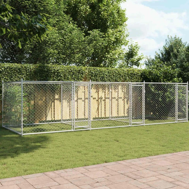 vidaXL Hundegård 6x2x1,5 m galvaniseret stål grå