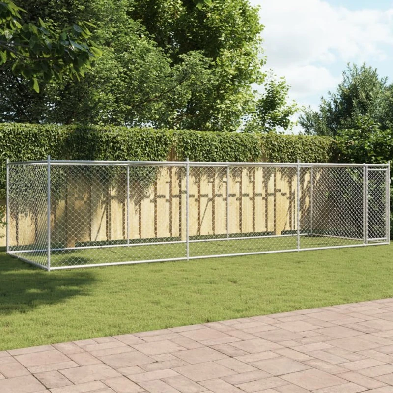 vidaXL Hundegård 6x2x1,5 m galvaniseret stål grå