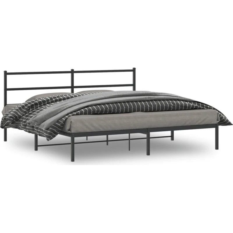 vidaXL Sengeramme med Sengegavl 180x200 cm, Metal, Sort