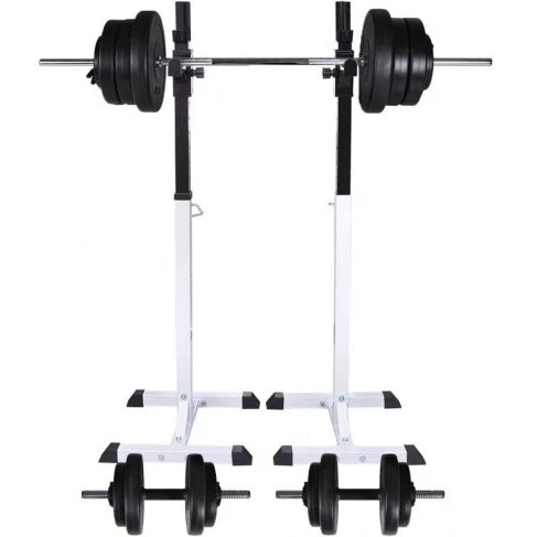 HomeGym Vægtstang- og squat-stativ med 60,5 kg sæt