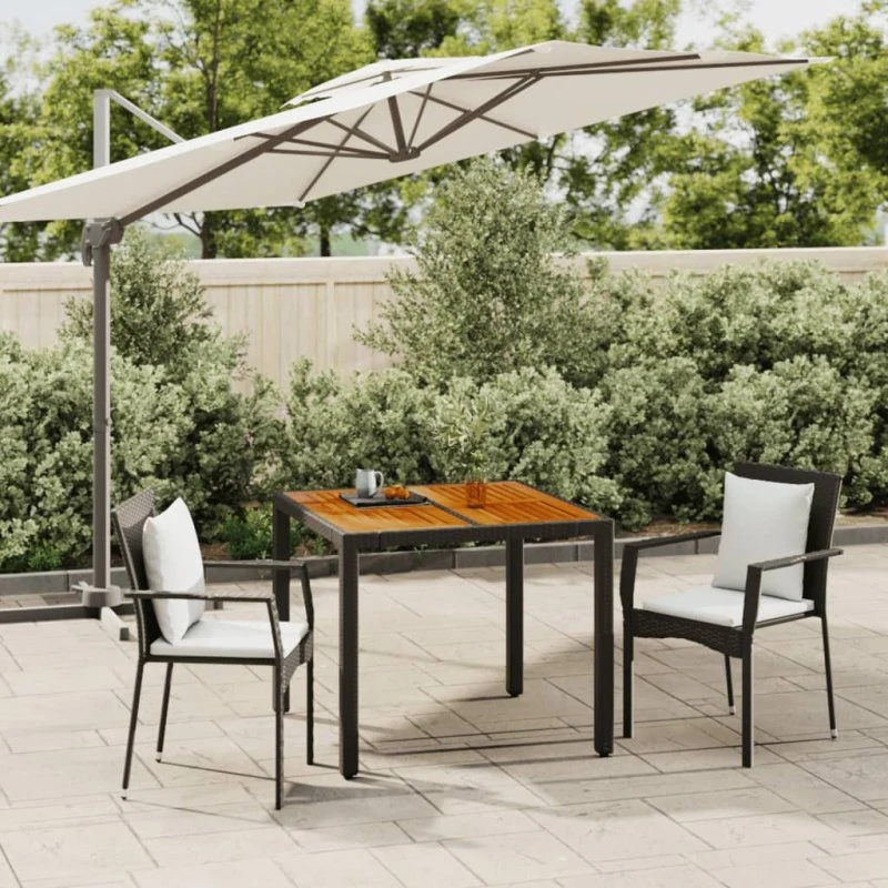 Haven 3-delssæt med polyrattan, grå, 90 cm