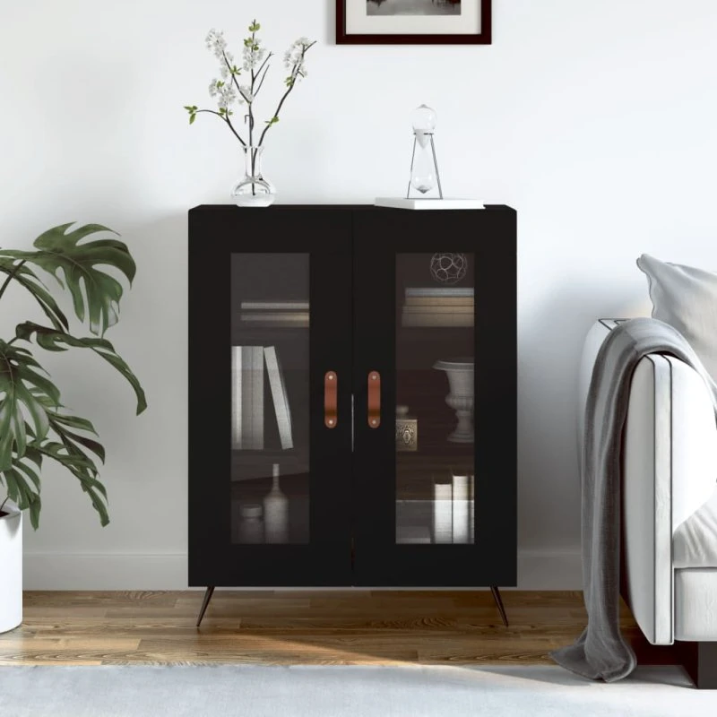 vidaXL Skænk 69,5x34x90 cm Konstrueret Træ Sort
