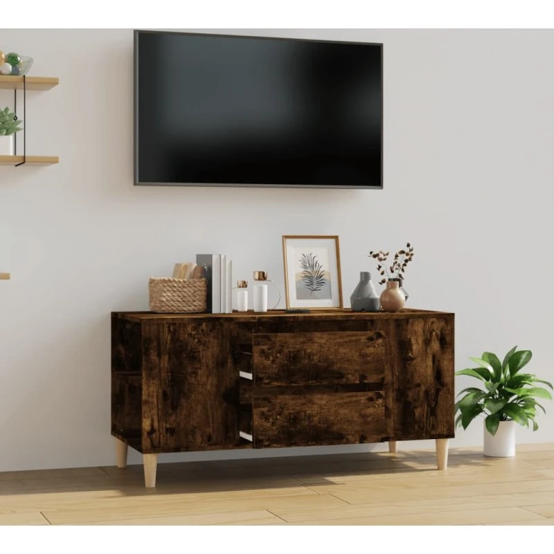 vidaXL tv-bord 102x44,5x50 cm røget egetræ konstrueret træ