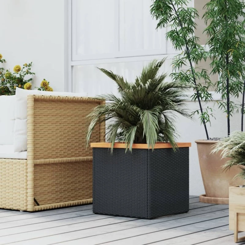 vidaXL Plantekasse 40x40x40 cm Polyrattan Sort