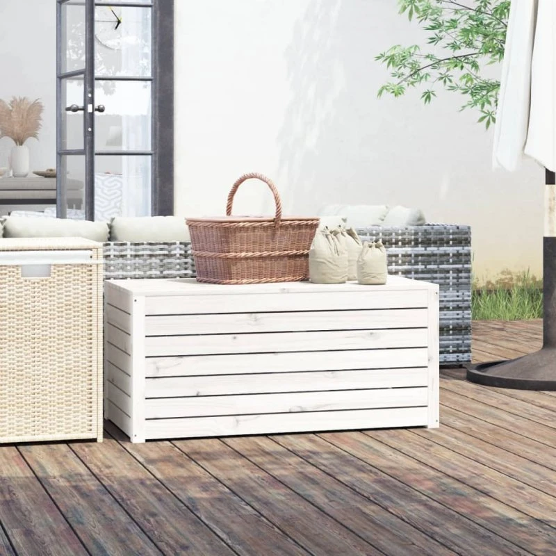vidaXL Havekasse 101x50,5x46,5 cm massivt fyrretræ hvid
