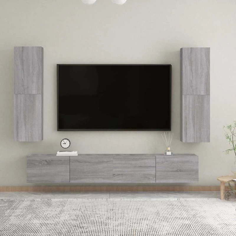 vidaXL Væghængt TV-skab 30,5x30x110 cm Grå Sonoma-Eg