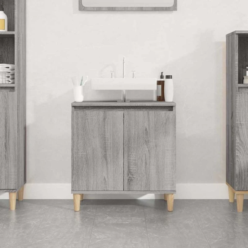 vidaXL Skab til Håndvask 58x33x60 cm Konstrueret Træ Grå Sonoma-Eg