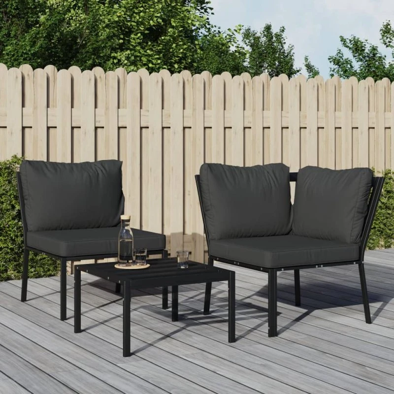Havestol Med Hynder 76x76x79 cm Stål - Sandfarvet