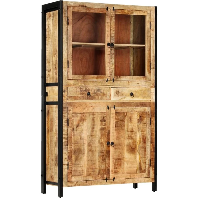 Mangotræ Højskab 100 x 40 x 175 cm – Rustik, Massivt Træ