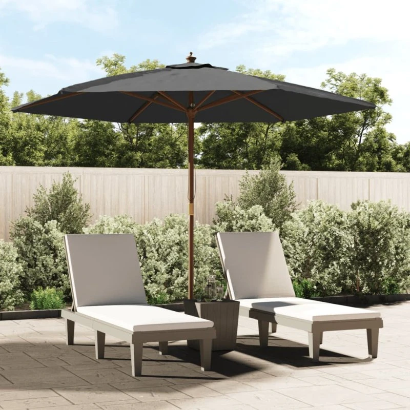 vidaXL Haveparasol 299x240 cm antracitgrå med træstang