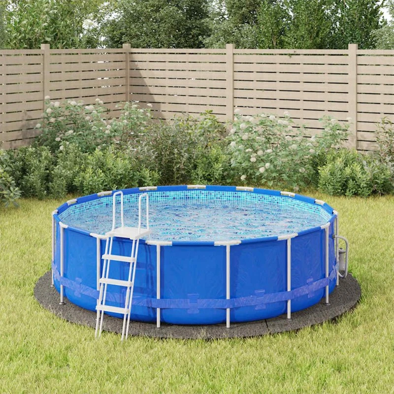 vidaXL Poolunderlag Ø366 cm lysegrå polyester-geotekstil