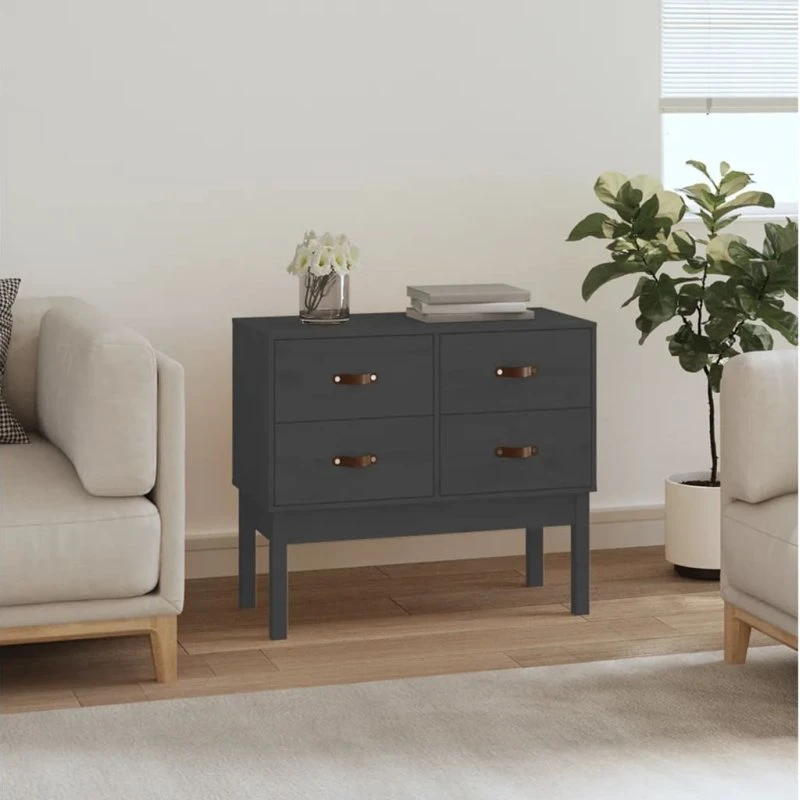 vidaXL Konsolskab 90x40x78 cm massivt fyrretræ grå