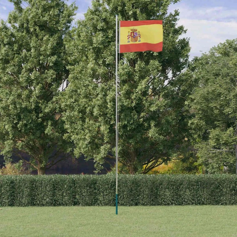vidaXL Spanien flag og flagstang 6,08 m aluminium