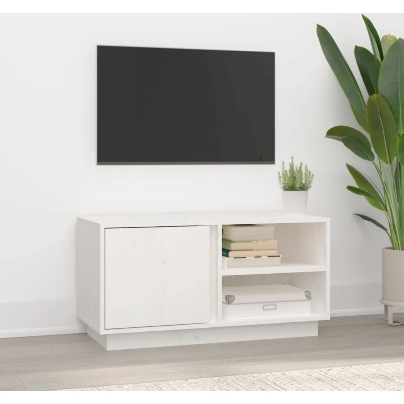 vidaXL tv-bord 80x35x40,5 cm massivt fyrretræ hvid