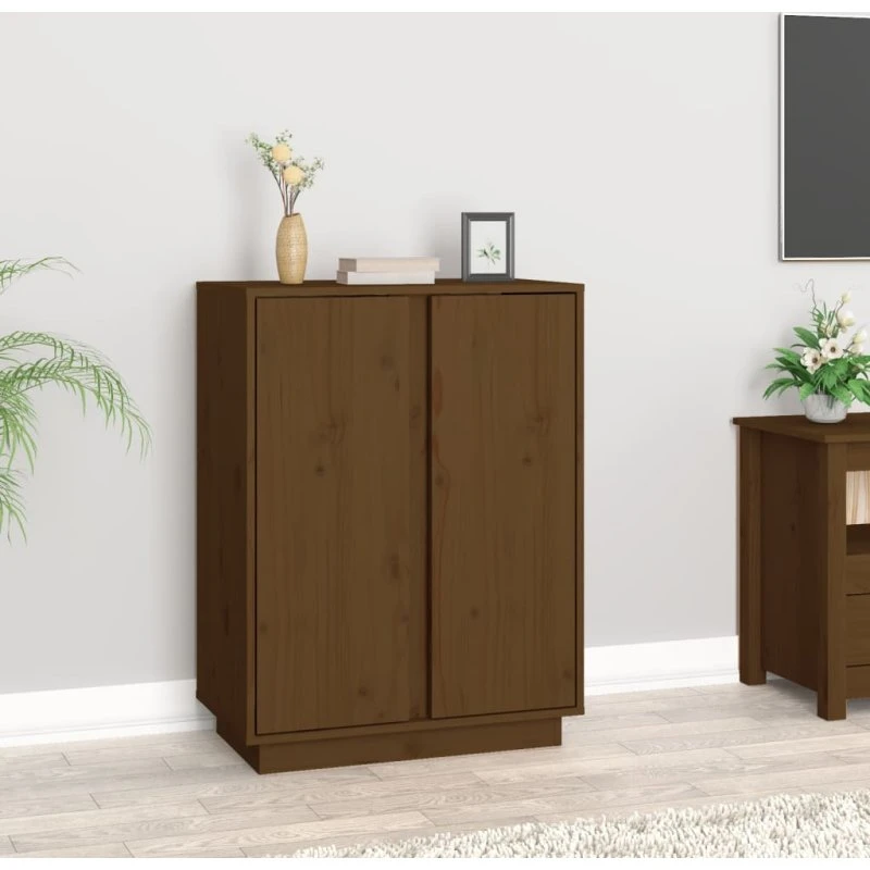 vidaXL Skænk 60x35x80 cm massivt fyrretræ gyldenbrun