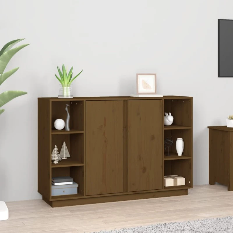 vidaXL Skænk 120x35x80 cm Massivt Fyrretræ Gyldenbrun