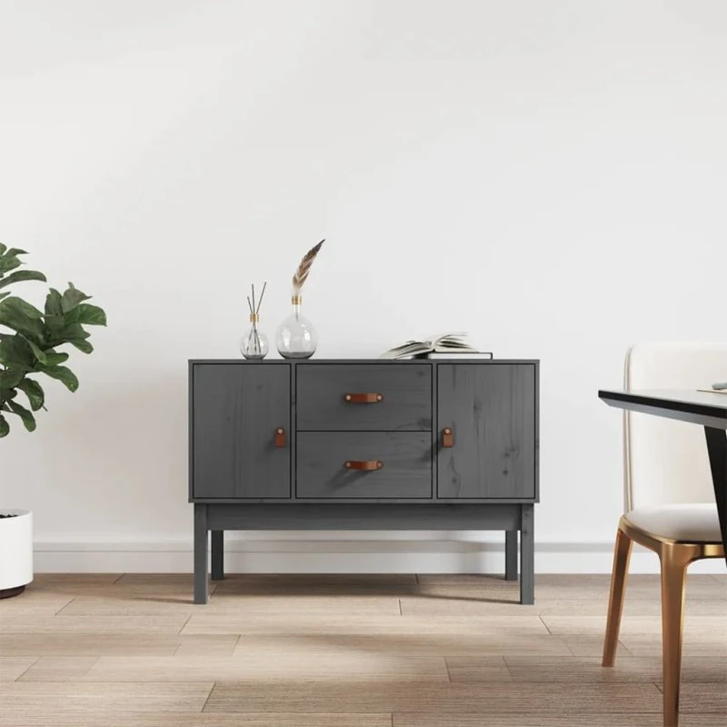 vidaXL Skænk 110x40x78 cm massivt fyrretræ grå