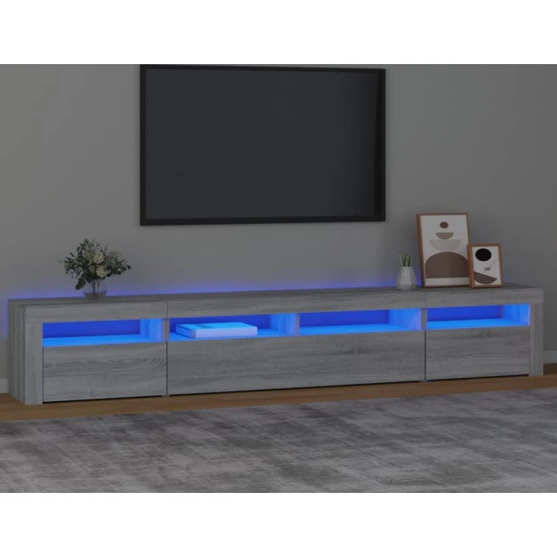 vidaXL TV-skab med LED-lys 240x35x40 cm grå sonoma-eg
