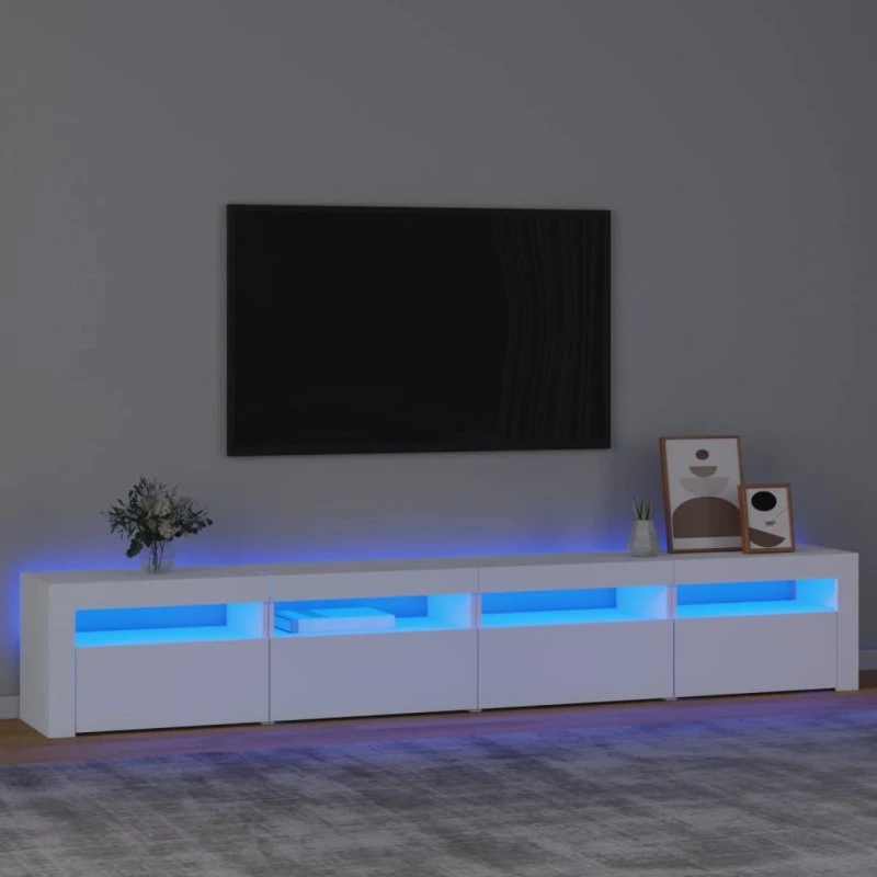 vidaXL TV-skab med LED-lys 240x35x40 cm hvid