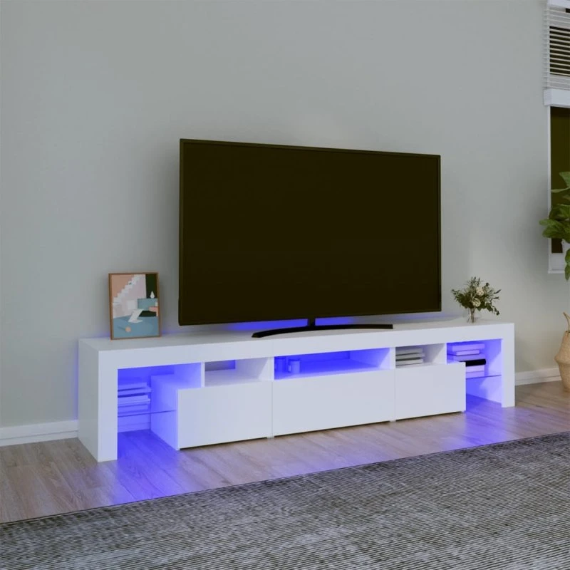 vidaXL TV-skab med LED-lys 200x36,5x40 cm hvid