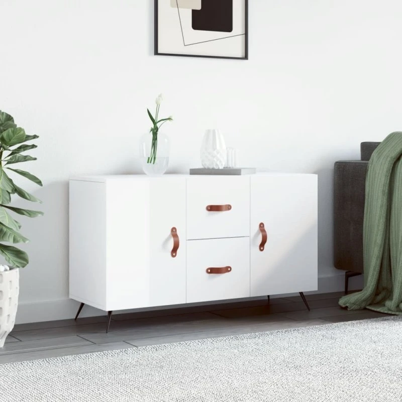 vidaXL Skænk 100x36x60 cm Konstrueret Træ Hvid Højglans