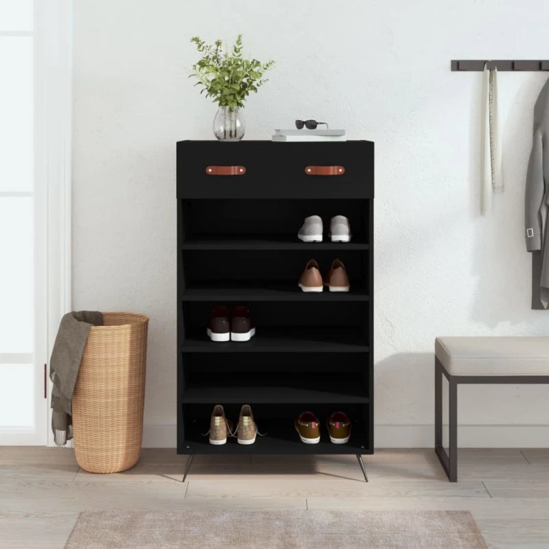 vidaXL Skoreol 60x35x105 cm Konstrueret Træ Sort