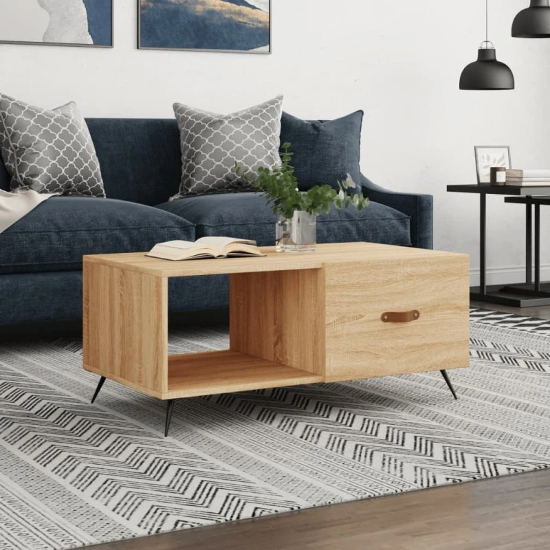 Sofabord 90x50x40 cm Konstrueret Træ Hvid
