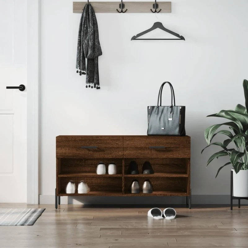 vidaXL Skobænk 102x35x55 cm Konstrueret Træ Brun