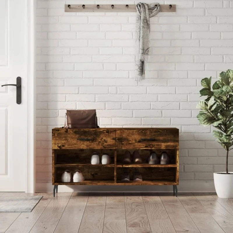 vidaXL Skobænk 102x35x55 cm røget egetræsfarve