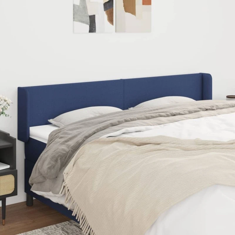 vidaXL Sengegavl med Kanter 183x16x78/88 cm, Blå