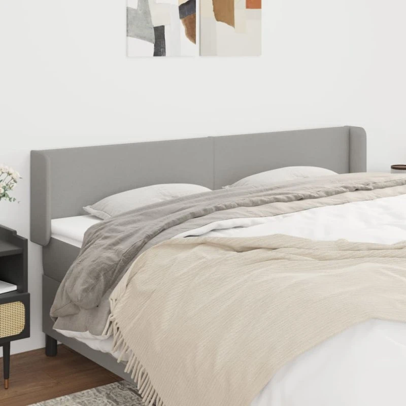 vidaXL Sengegavl med Kanter 203x16x78/88 cm Lysegrå