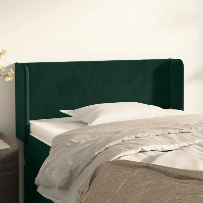 vidaXL Sengegavl med Kanter 103x16x78/88 cm, Mørkegrøn