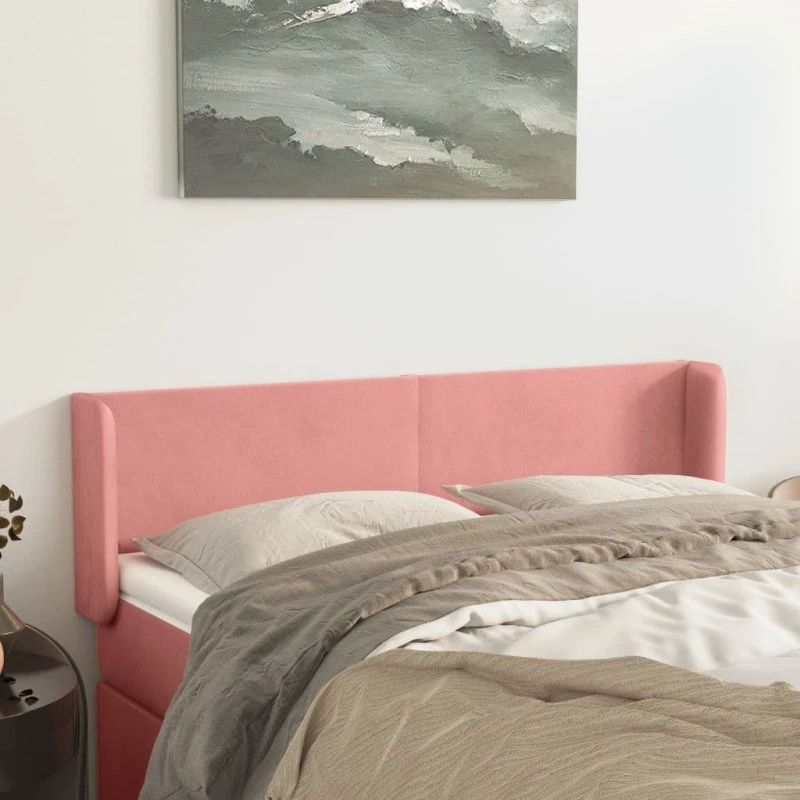 vidaXL Sengegavl med Kanter 147x16x78/88 cm Lyserød