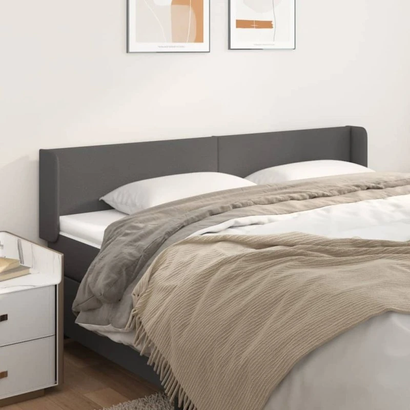 vidaXL Sengegavl med Kanter 183x16x78/88 cm Grå Kunstlæder