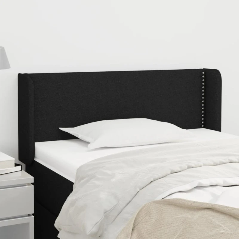vidaXL Sengegavl med Kanter 103x16x78/88 cm Sort
