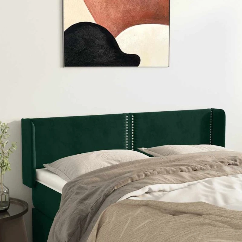 vidaXL Sengegavl med Kanter 147x16x78/88 cm, Mørkegrøn