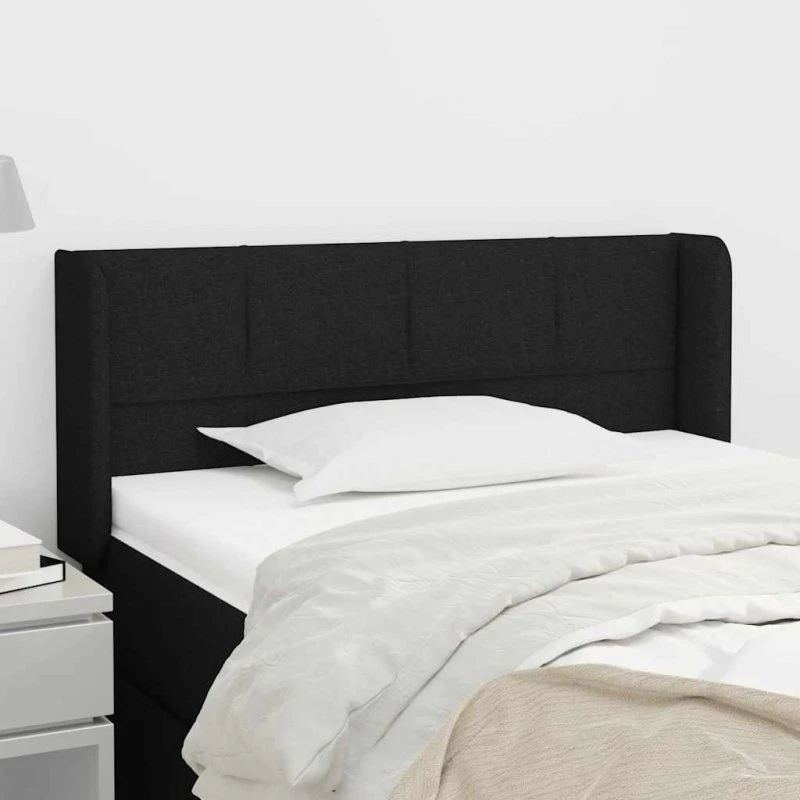 vidaXL Sengegavl med Kanter 83x16x78/128 cm, Sort