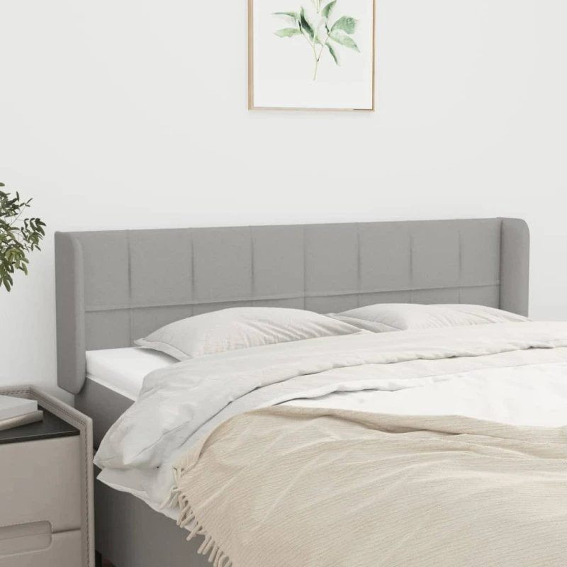 vidaXL Sengegavl med Kanter 147x16x78/88 cm Lysegrå