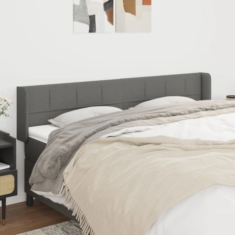 vidaXL Sengegavl med Kanter 183x16x78/88 cm Mørkegrå