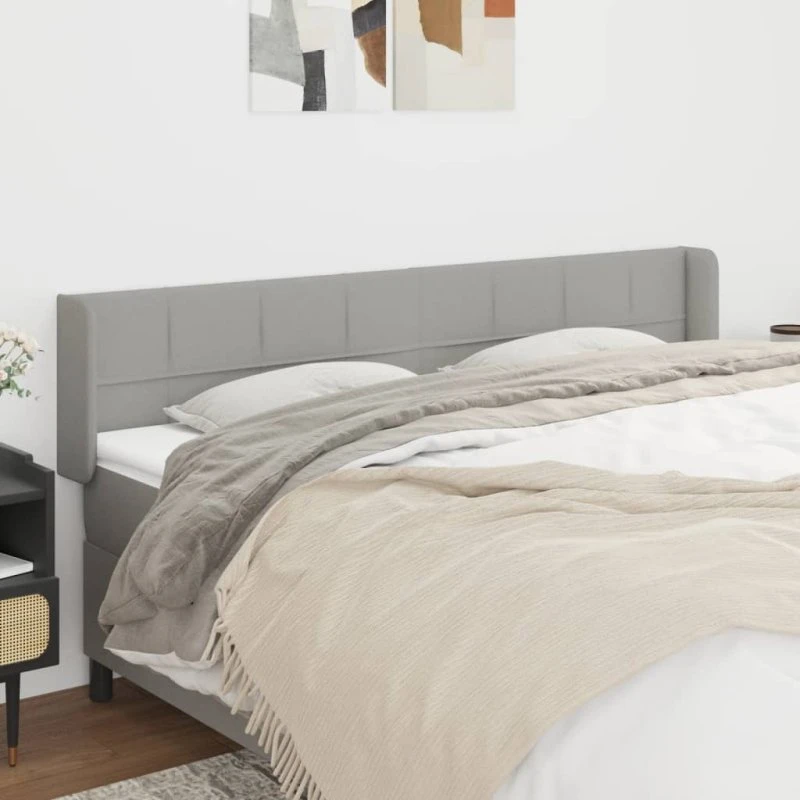 vidaXL Sengegavl med Kanter 183x16x78/88 cm Lysegrå