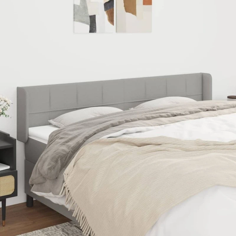 vidaXL Sengegavl med Kanter 203x16x78/88 cm Lysegrå